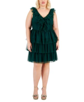 City Studios - Trendy Plus Size Tulle Ruffle Fit & Flare Dress