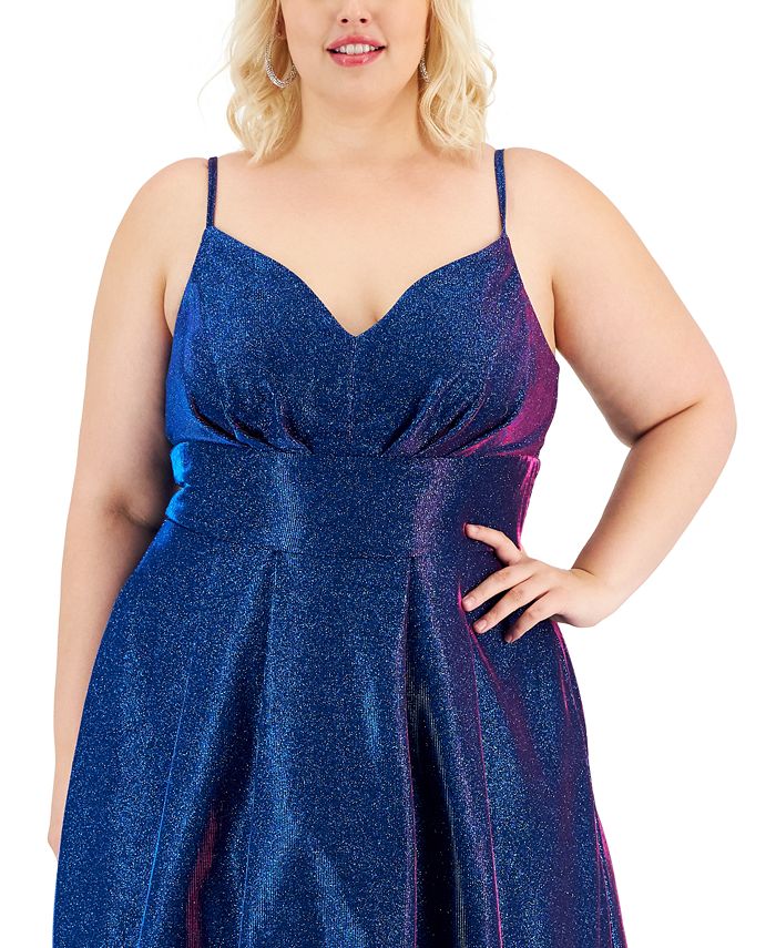 B Darlin Trendy Plus Size Glitter Fit & Flare Dress - Macy's