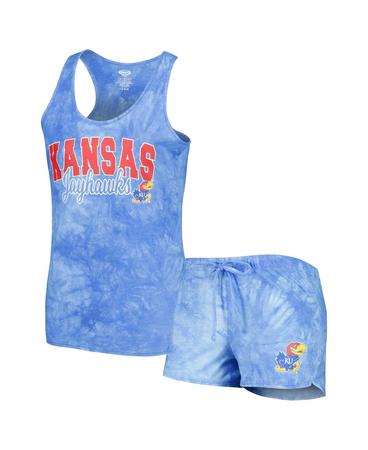 Shop Concepts Sport Women's  Royal Kansas Jayhawks Billboard Tie-dye Tank And Shorts Sleep Set