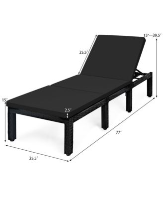 Patio Rattan Lounge Chair Chaise Recliner Adjust Cushion