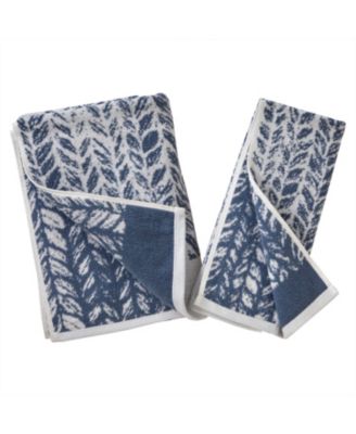 Distressed Leaves Turkish Cotton 2 Piece Hand Towel Set, 26" x 16"