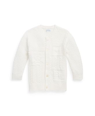 Baby Boys or Girls Contrast-Knit Cotton Long Sleeves Cardigan