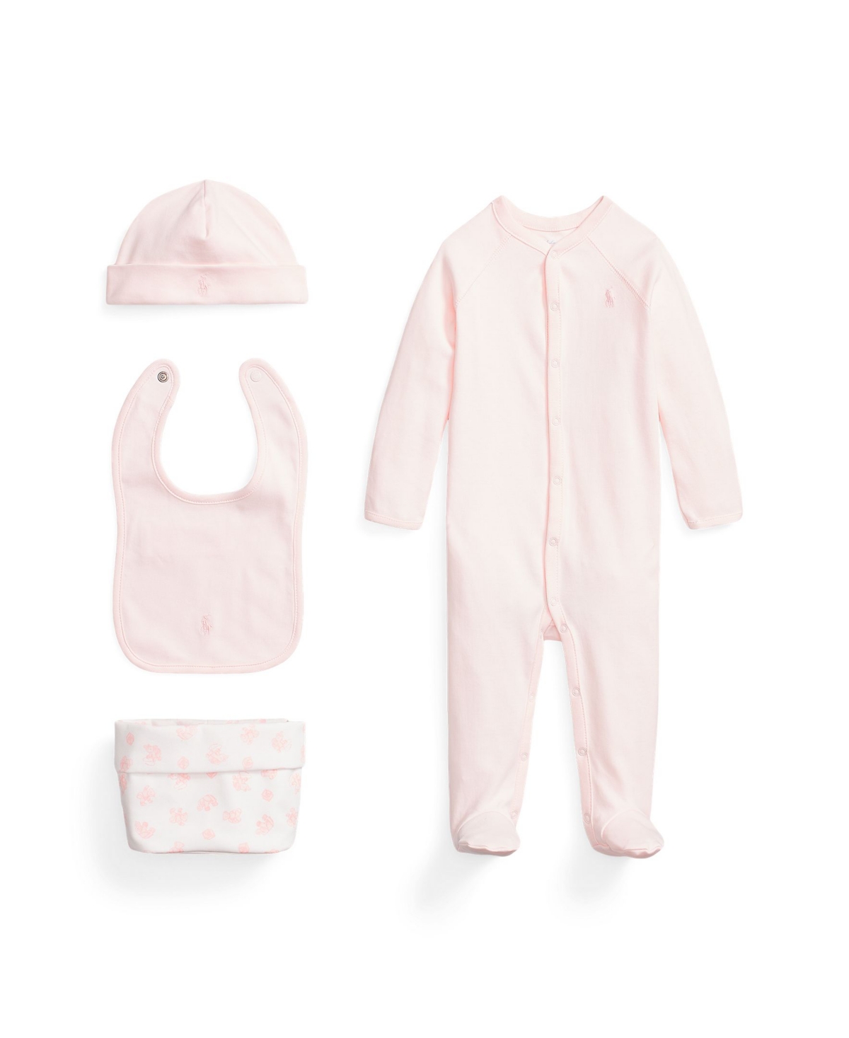Polo Ralph Lauren Baby Boys Or Girls Organic Cotton Gift Set, 4 Piece In Delicate Pink