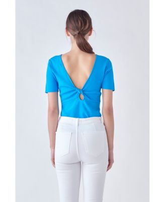 Women's Knotted Back Detail Knit Top