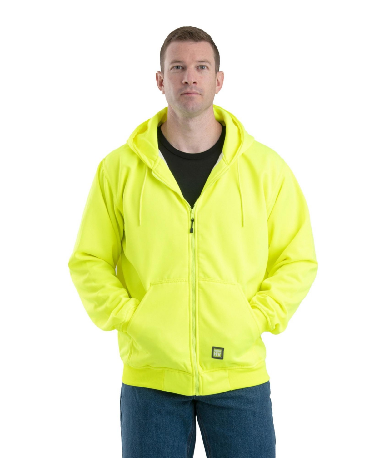 Men's Hi Vis Thermal-Lined Hooded Sweatshirt - Yellow