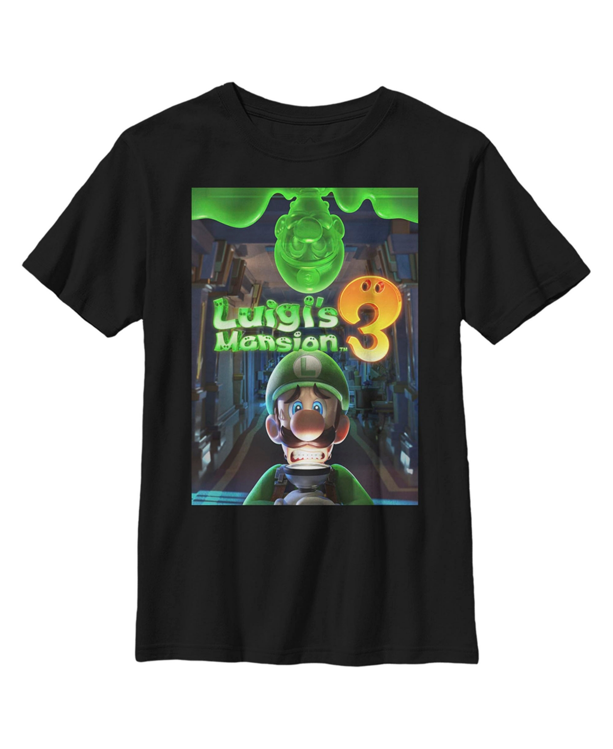 Nintendo Boy's  Luigi's Mansion 3 Poster Child T-shirt In Black