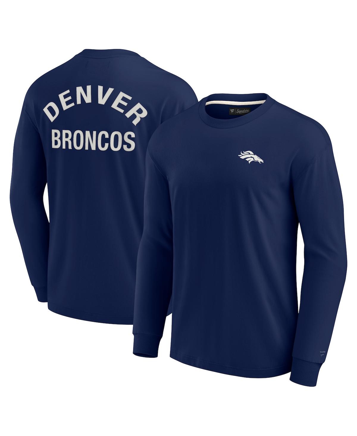 Shop Fanatics Signature Men's And Women's  Navy Denver Broncos Super Soft Long Sleeve T-shirt