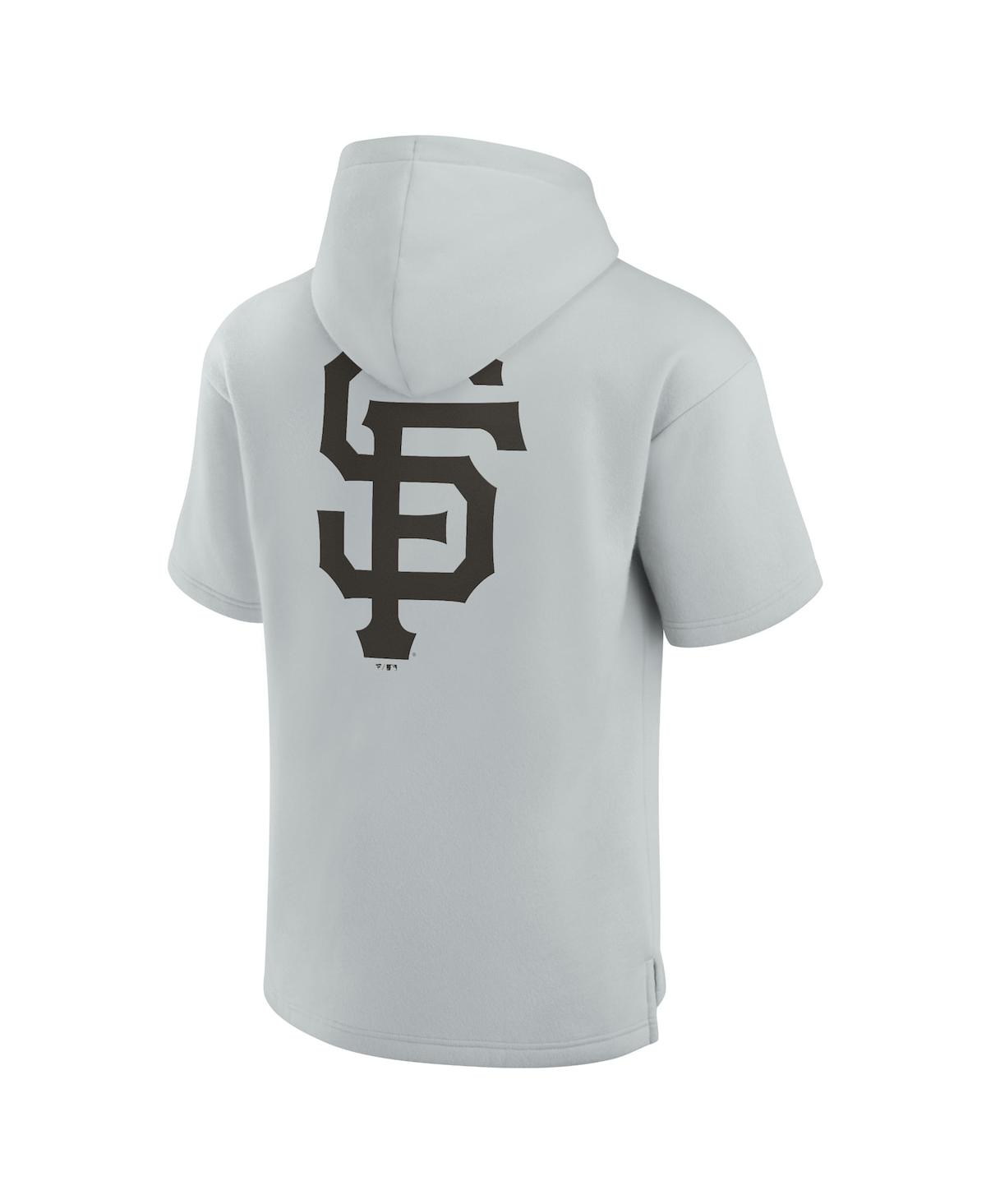 Shop Fanatics Signature Men's And Women's  Gray San Francisco Giants Super Soft Fleece Short Sleeve Hoodie