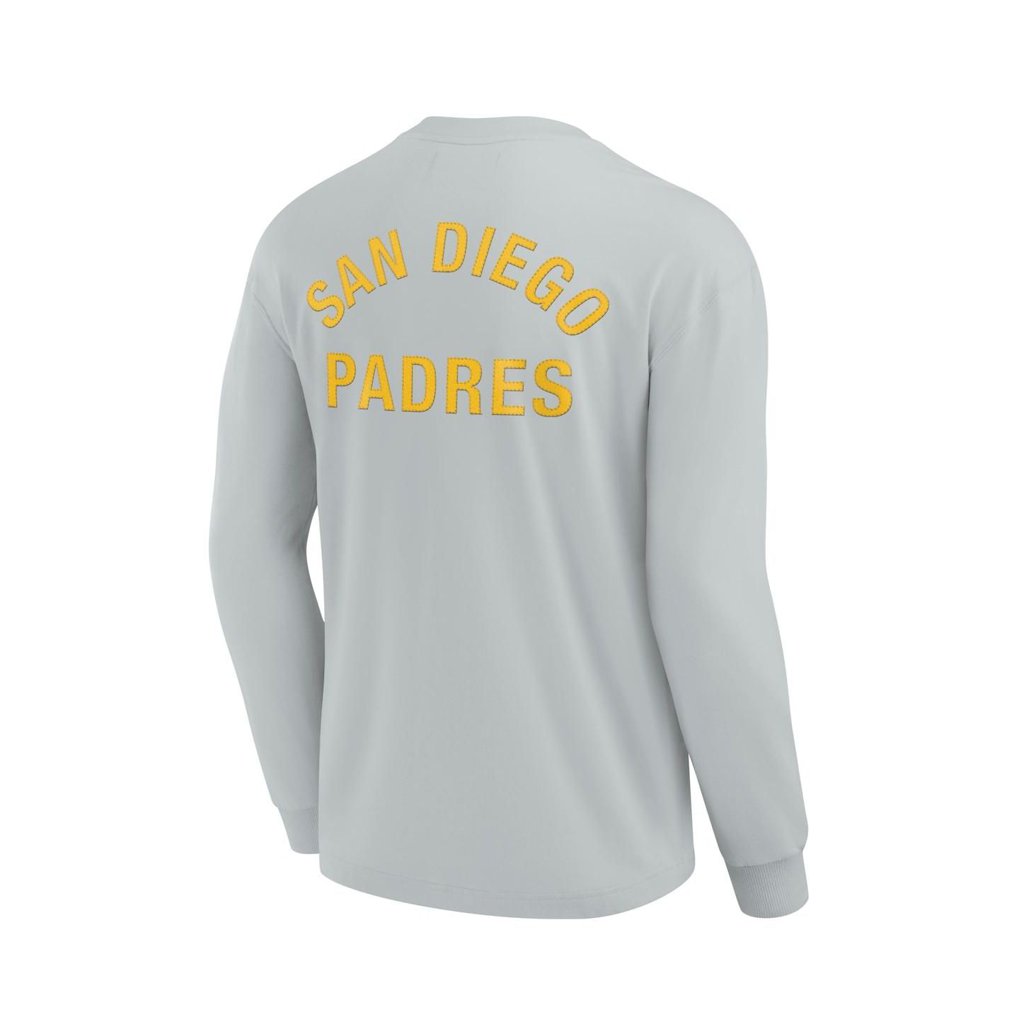 Футболка Fanatics Signature Gray San Diego Padres Super Soft Long Sleeve — фото 4