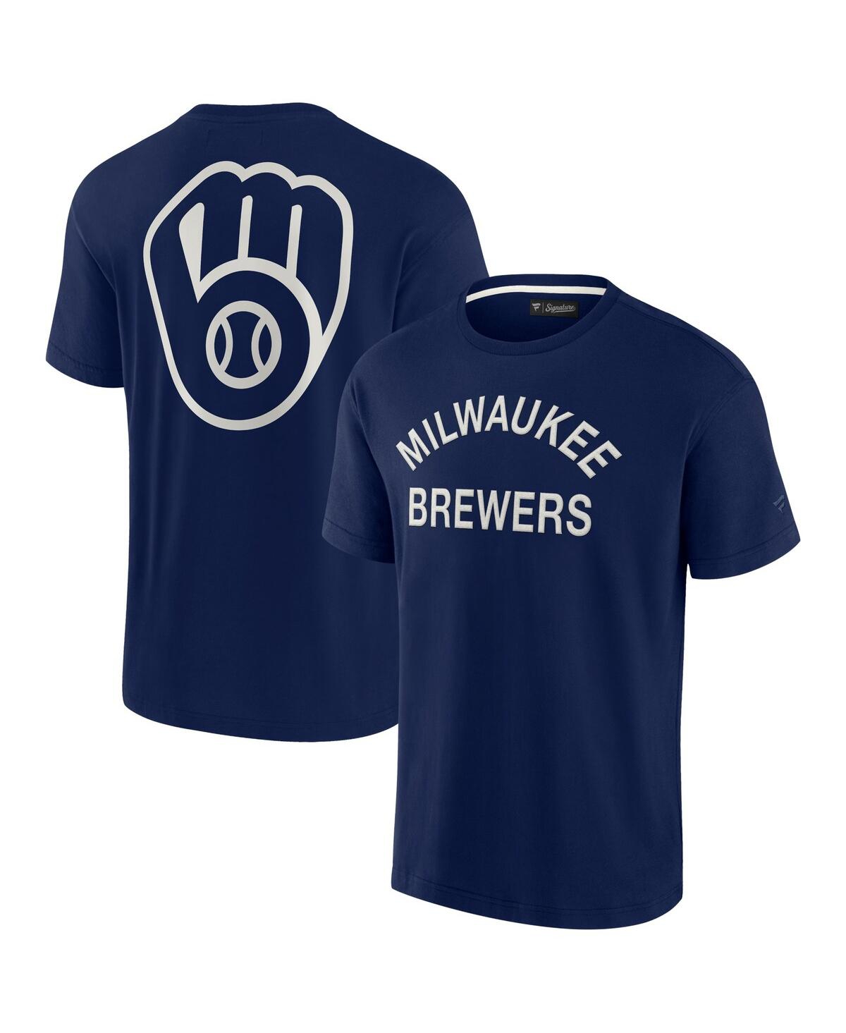 Fanatics Signature Men's And Women's  Navy Milwaukee Brewers Super Soft Short Sleeve T-shirt