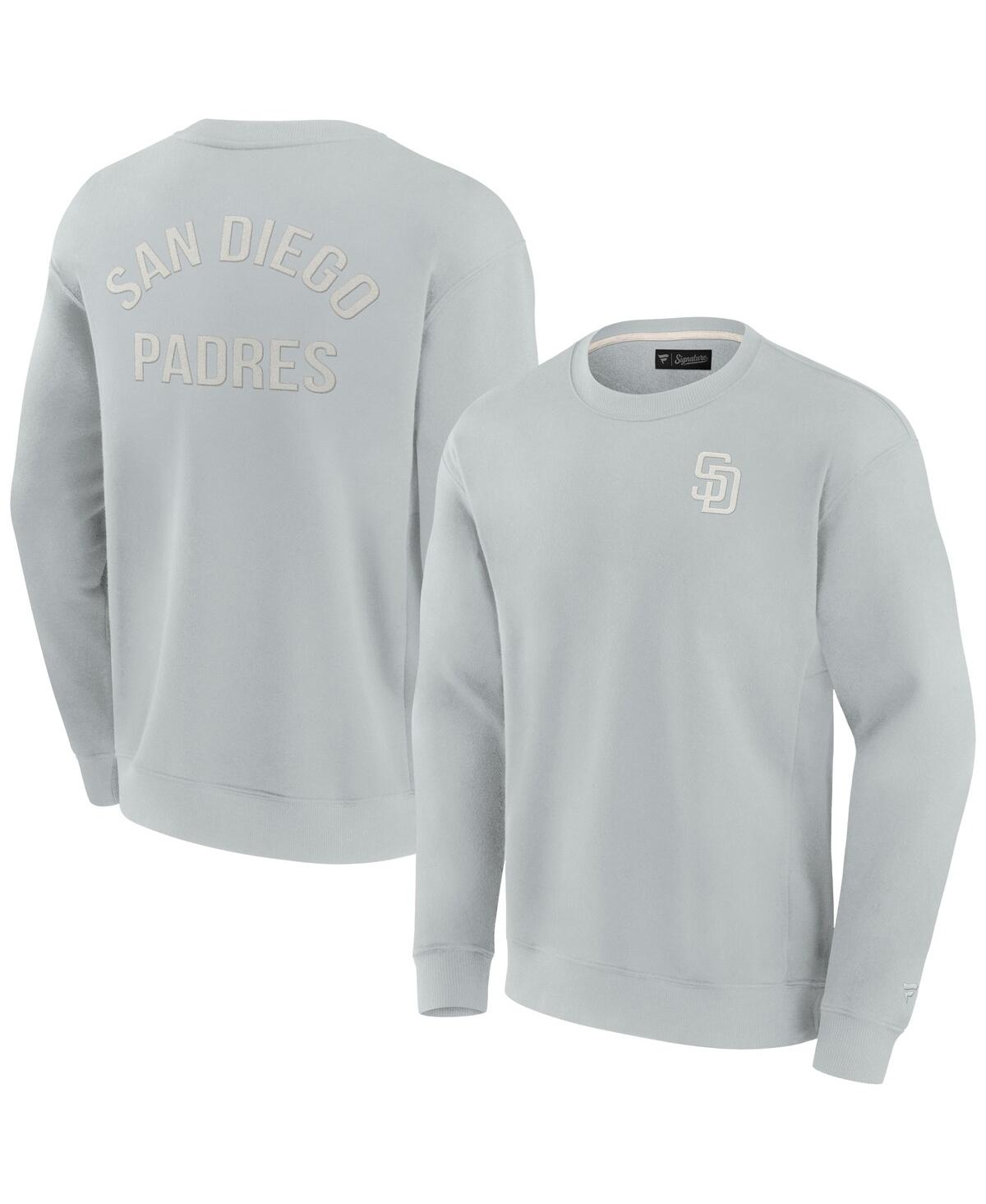 Fanatics Signature Men's And Women's  Gray San Diego Padres Super Soft Pullover Crew Sweatshirt