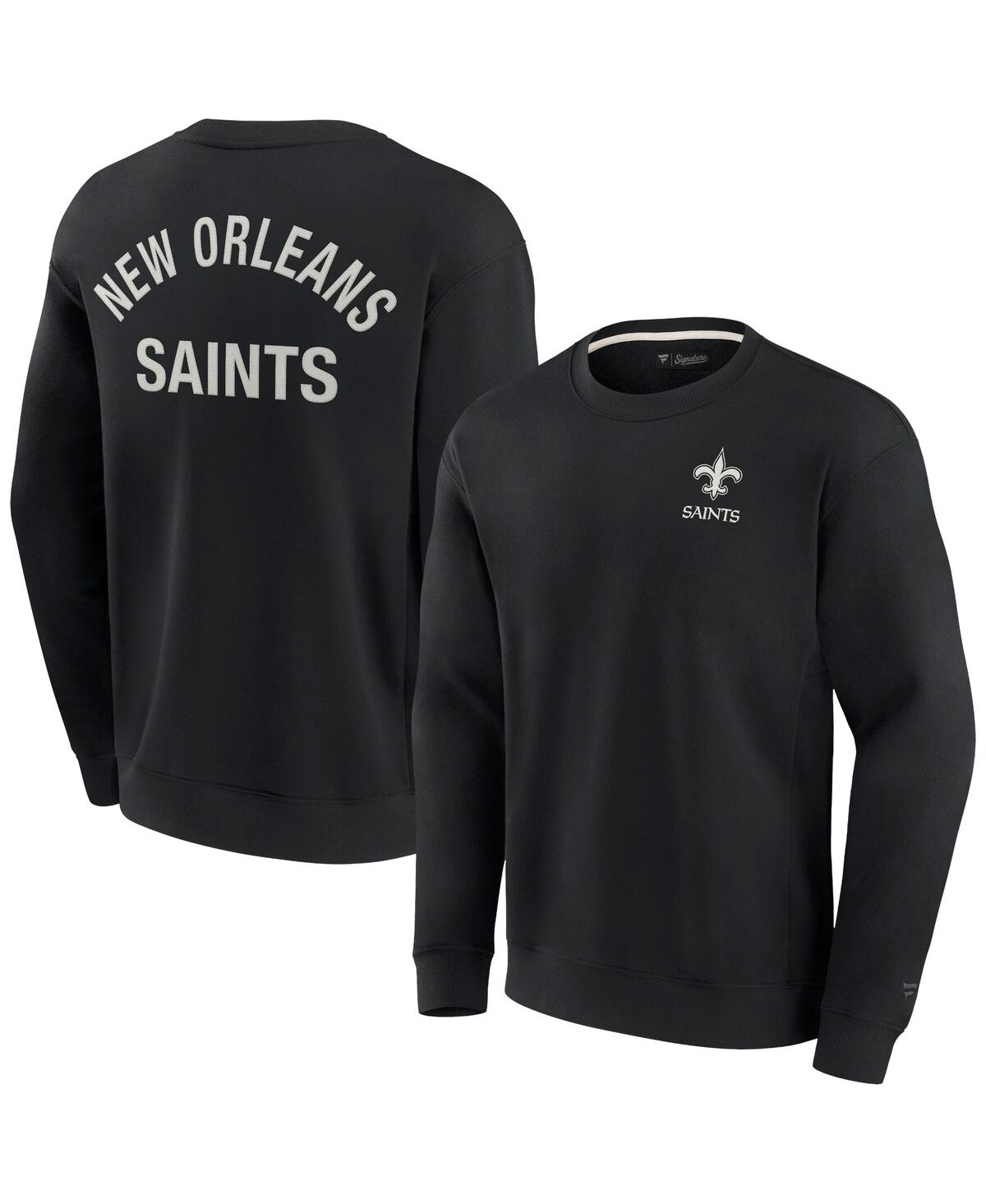 Fanatics Signature Men's And Women's  Black New Orleans Saints Super Soft Pullover Crew Sweatshirt