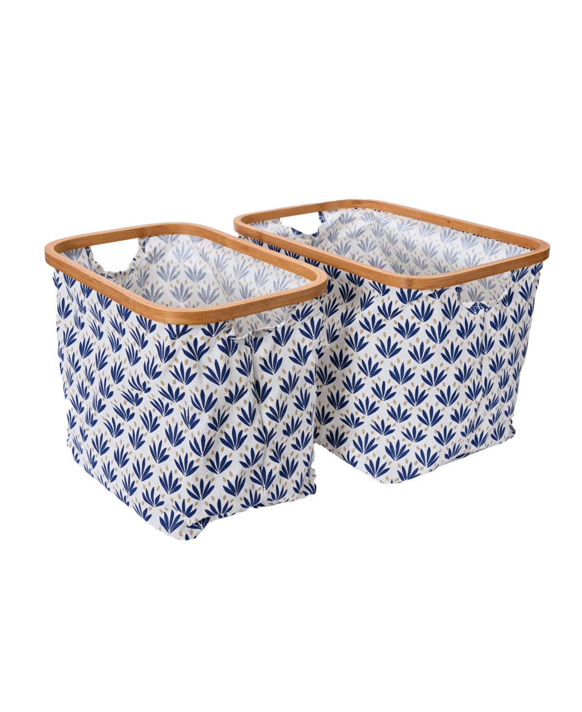 Household Essentials Bamboo Rimmed Basket 2-piece Set In Blue