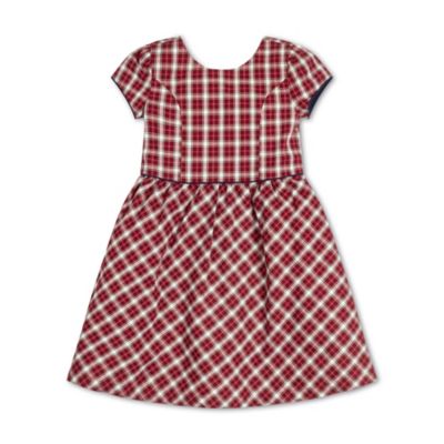 Toddler Girls Short Sleeve Button Back Schoolgirl Dress