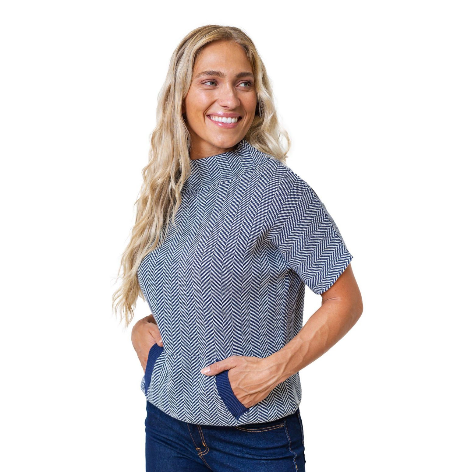 Women's Hope and Henry Short Sleeve Mock Neck Sweater