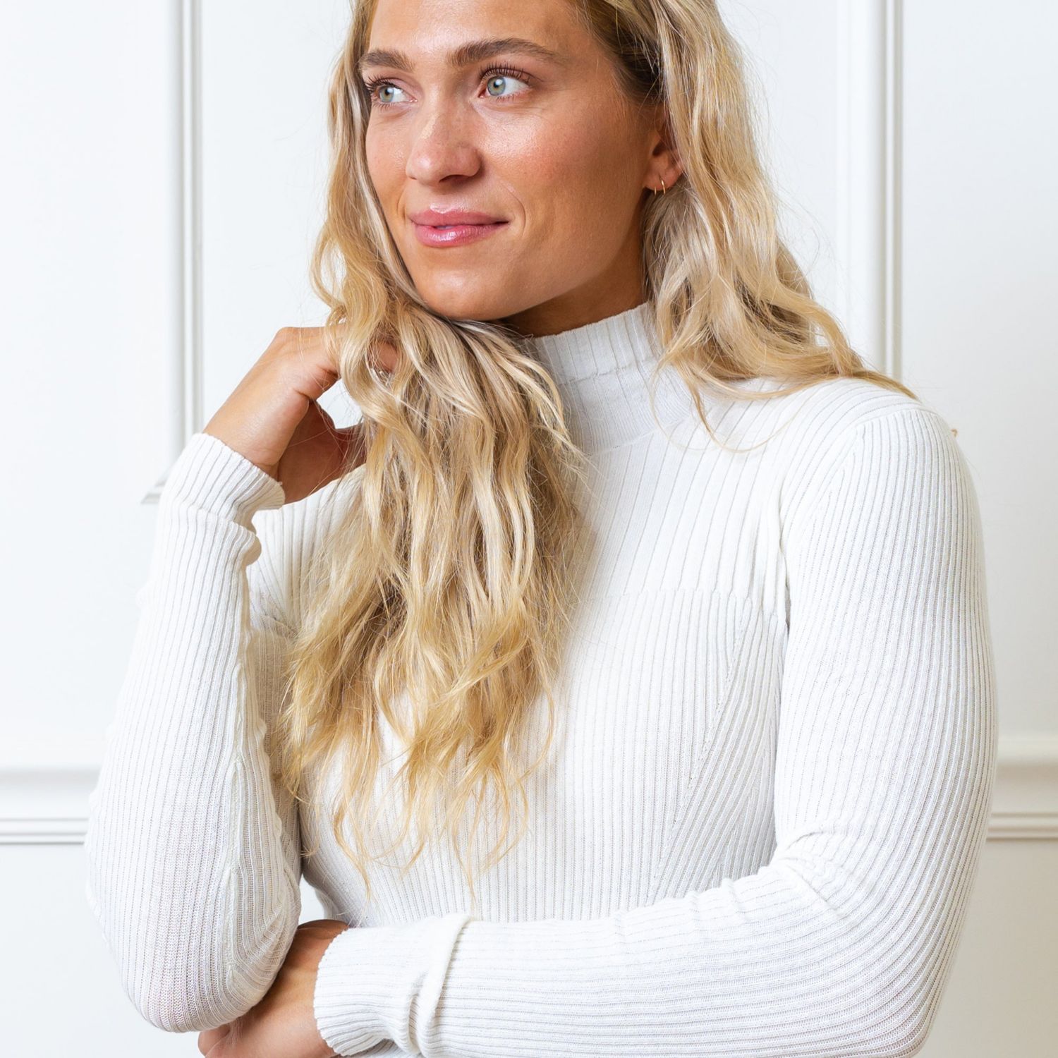 Women's Hope and Henry Long Sleeve Mock Neck Rib Knit Sweater