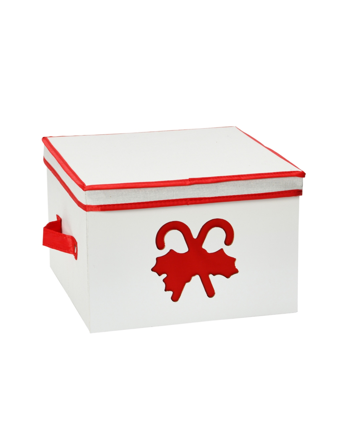 Household Essentials Holiday Box, Medium Red Candy Cane In Cream