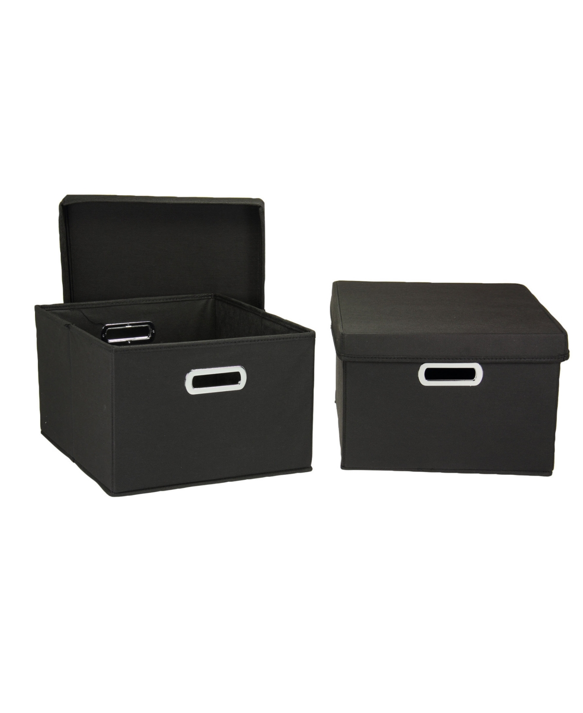 Household Essentials Boxes With Lids, Kd, Set Of 2 In Matte Black