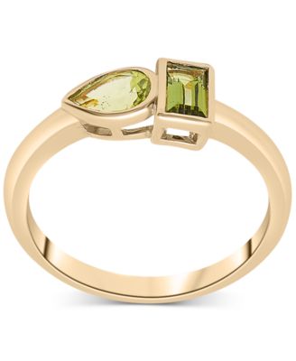 Peridot (3/8 ct. t.w.) & Green Tourmaline Ring (1/3 ct. t.w.) Bezel Ring in Gold Vermeil,  (Also available in Morganite & Pink Topaz) Created for Macy's
