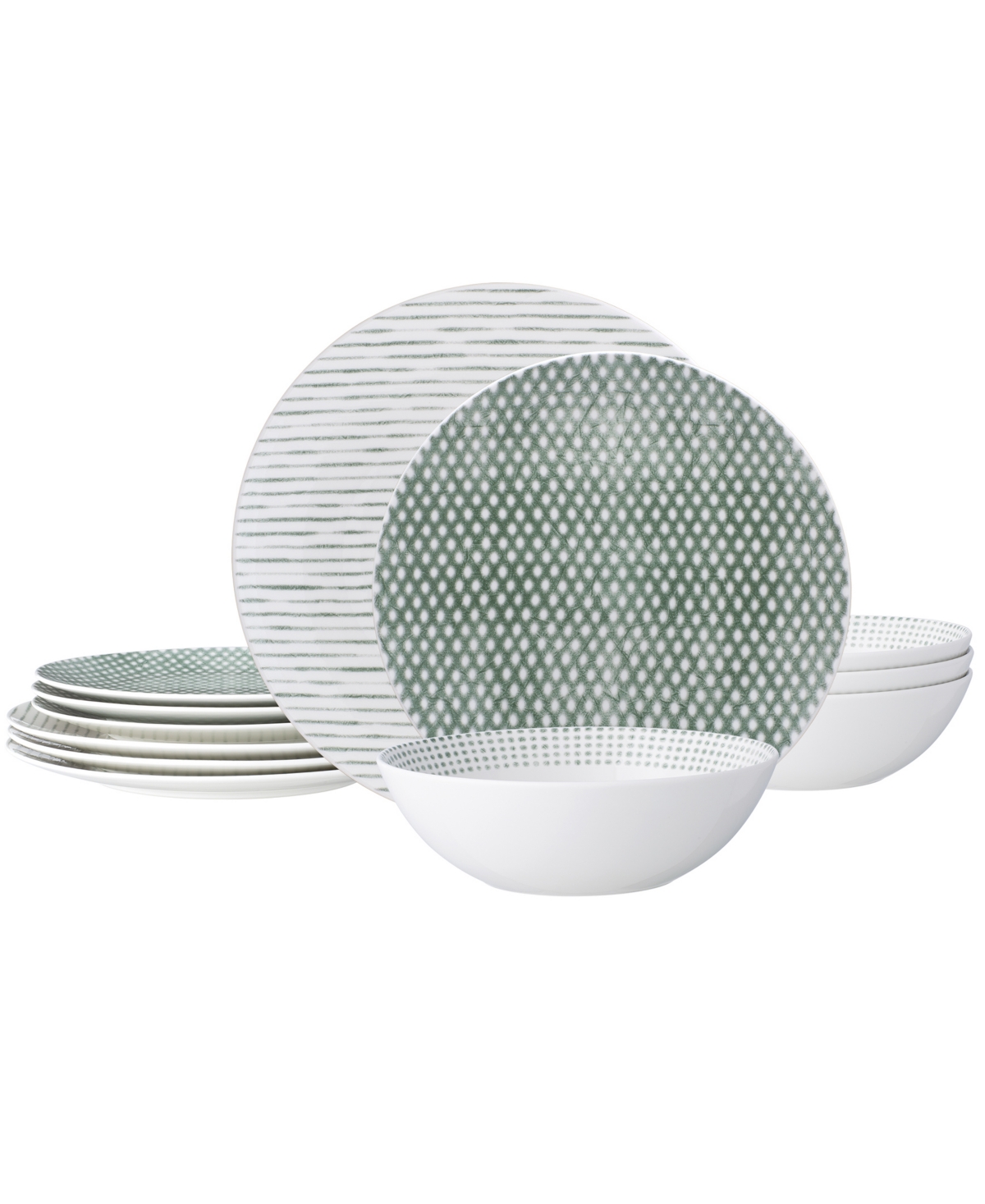 Hammock Coupe 12-Pc. Dinnerware Set, Service for 4 - Green