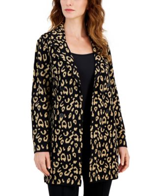 Kasper - Women's Animal-Print Notch-Collar Cardigan Jacket