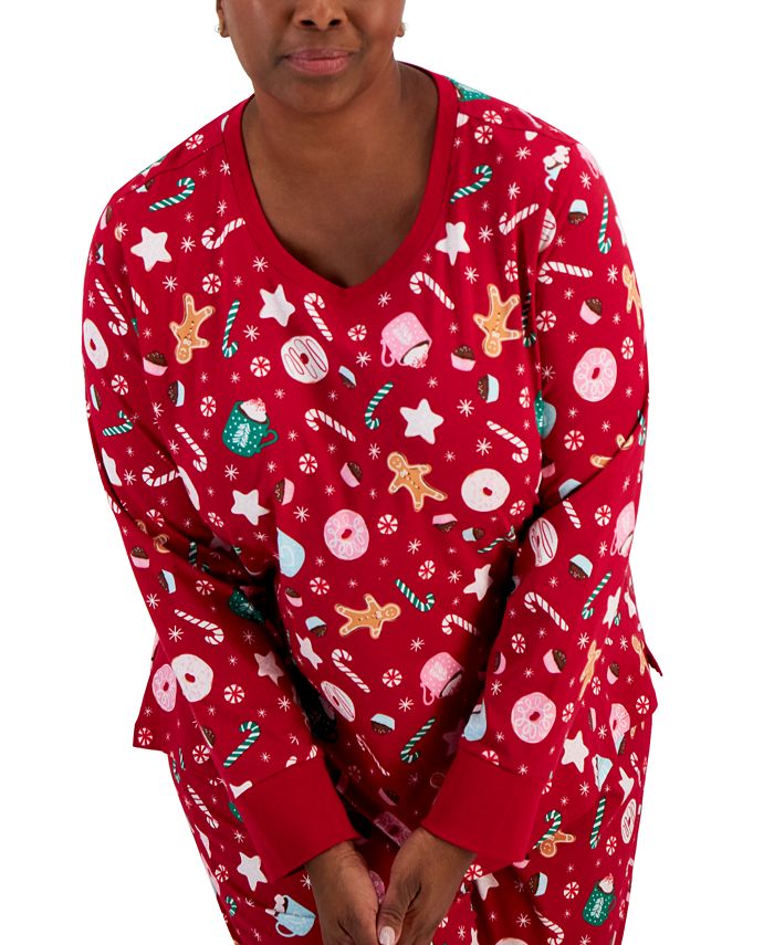 Family Pajamas Matching Plus Size Sweets Printed Pajamas Set, Created