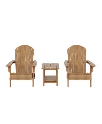 3-Piece Outdoor Folding Adirondack Chair with Side Table Set