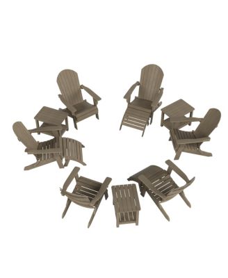 12-Piece Outdoor Adirondack Chair with Ottoman and Side Table Set
