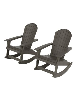 2-Piece Outdoor Patio All-weather Adirondack Rocking Chair Set