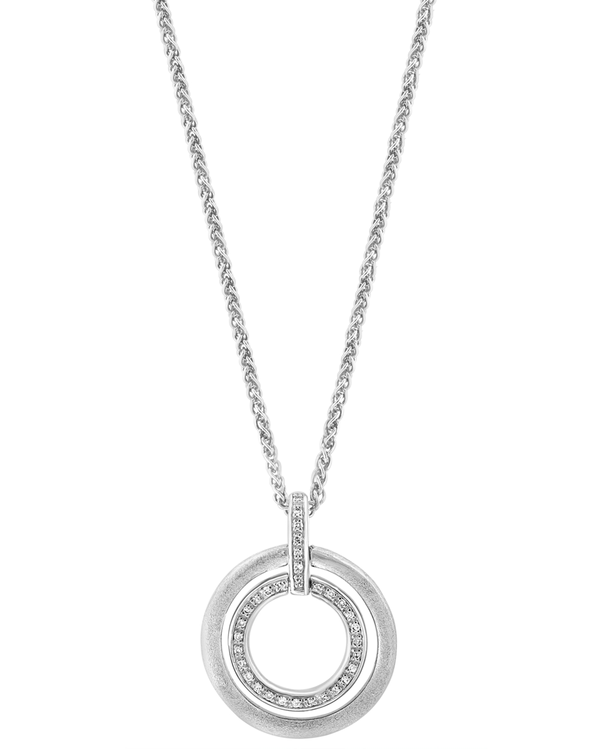 Effy Collection Effy Diamond Double Circle 18" Pendant Necklace (1/10 Ct. T.w.) In Sterling Silver