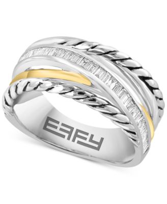 EFFY Collection - Diamond Baguette Crossover Ring (1/5 ct. t.w.) in Sterling Silver & 14k Gold-Plate