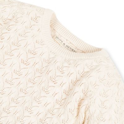 Baby Girls Long Balloon Sleeve Pointelle Pullover Sweater