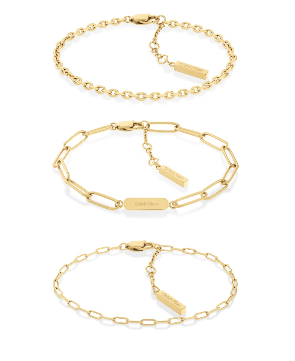 Women's Stainless Steel Chain Bracelet Gift Set, 3 Piece - Gold Tone
