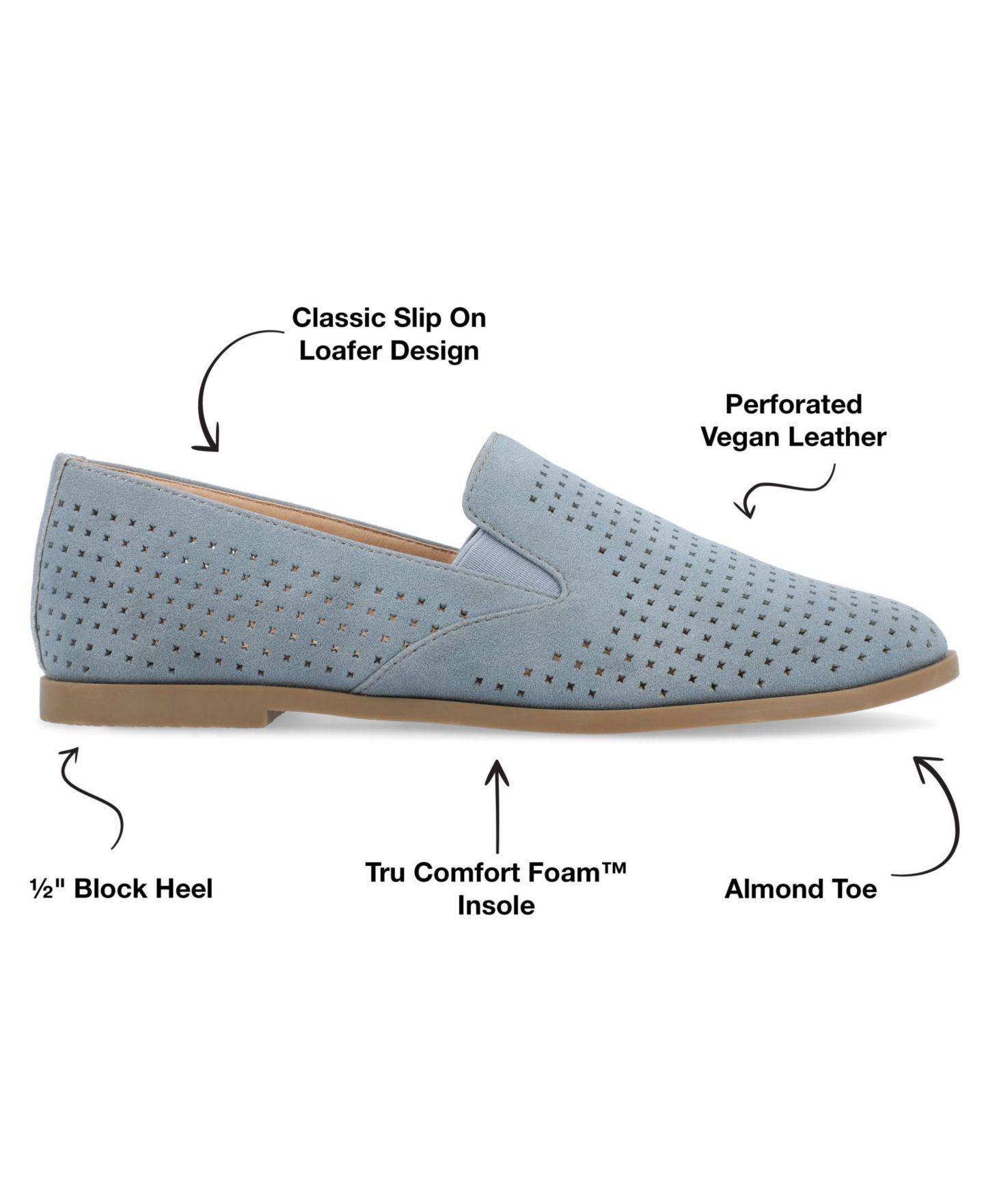 Женские туфли Journee Collection Lucie Perforated Slip On, цвет: Синий — фото 7