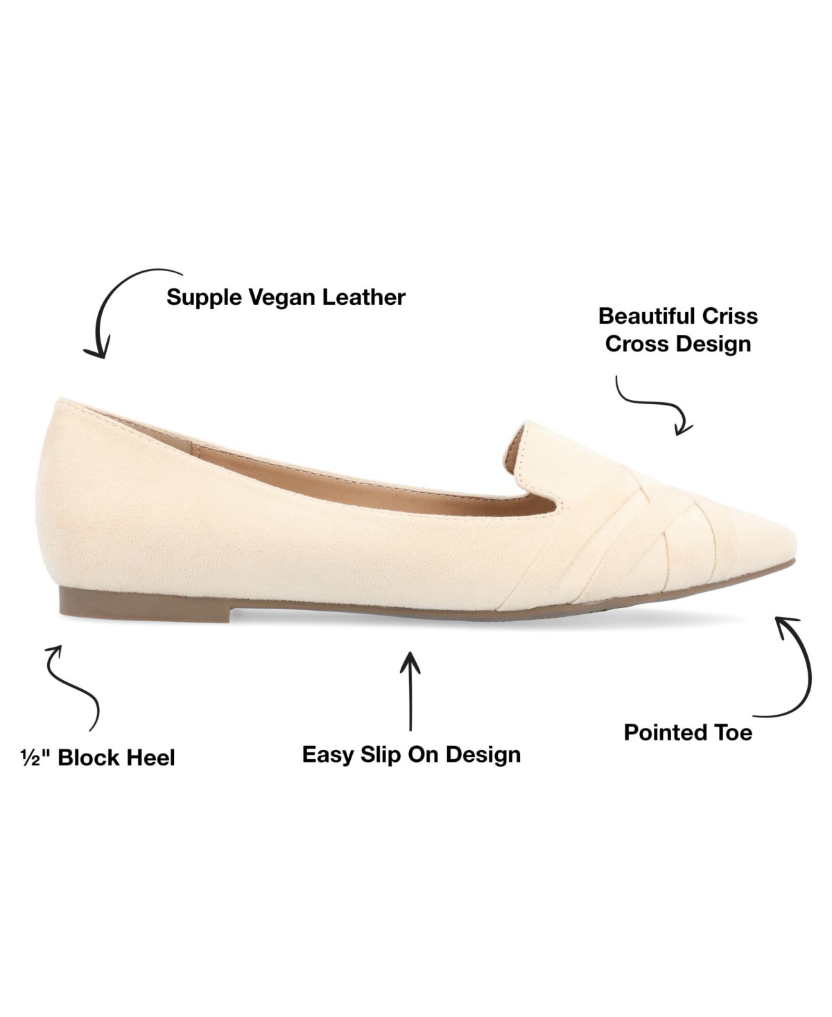 Journee Collection Women's Mindee Pointed Toe Flats In Beige