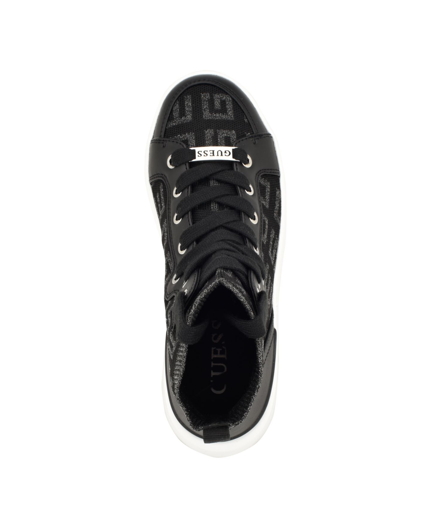 Женские кроссовки GUESS Mannen Knit Hi-Top Lace-Up Fashion, цвет: Чёрный — фото 4