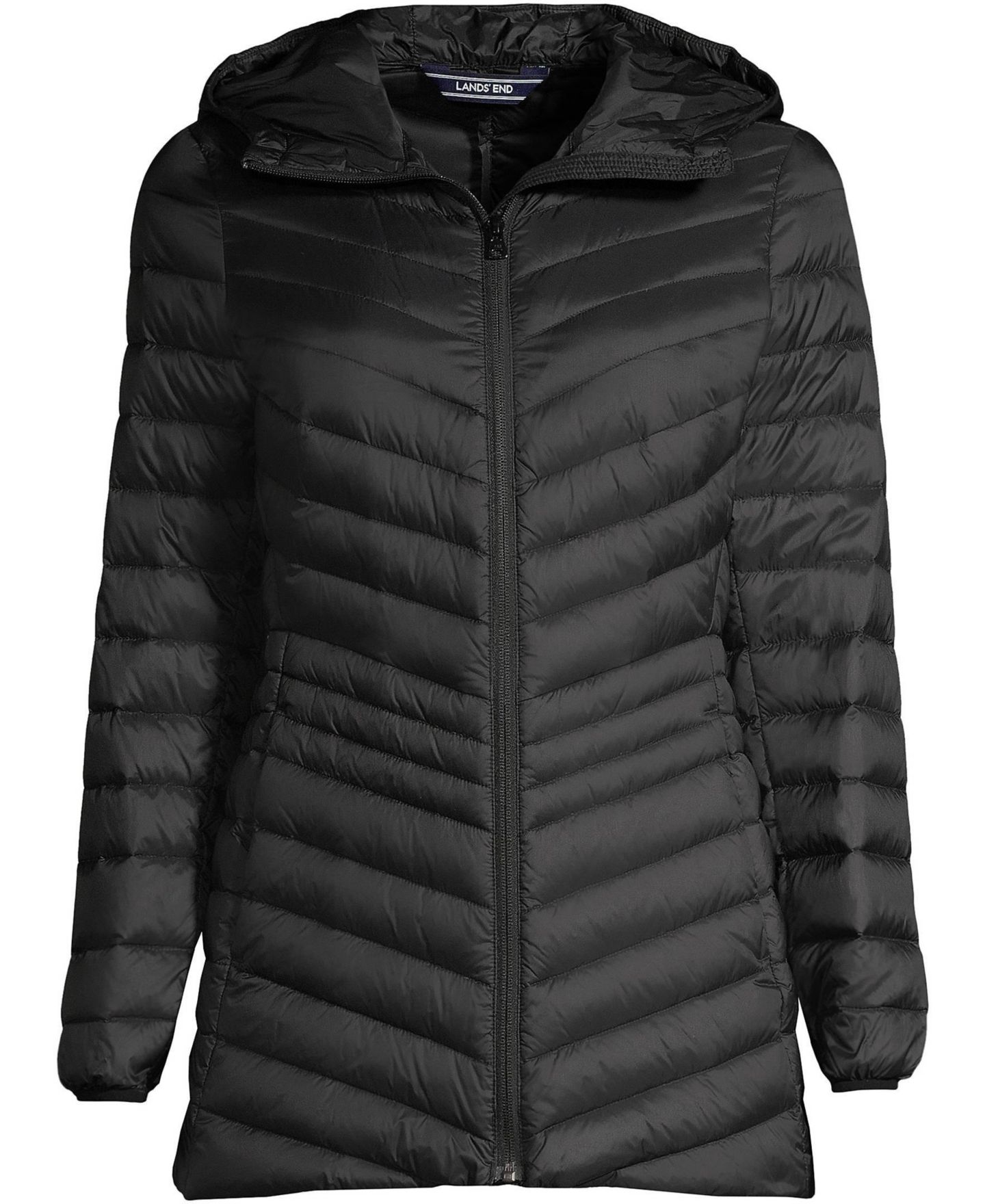Женская куртка Lands' End Tall Wanderweight Packable Down Long, цвет: Чёрный — фото 7