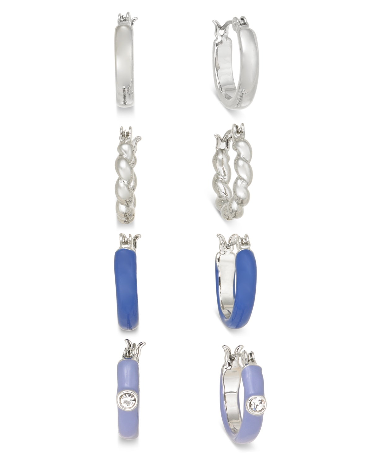 On 34th 4-pc. Set Small Pave & Color Mixed Style Hoop Earrings, 0.6", Created For Macy's In Blue