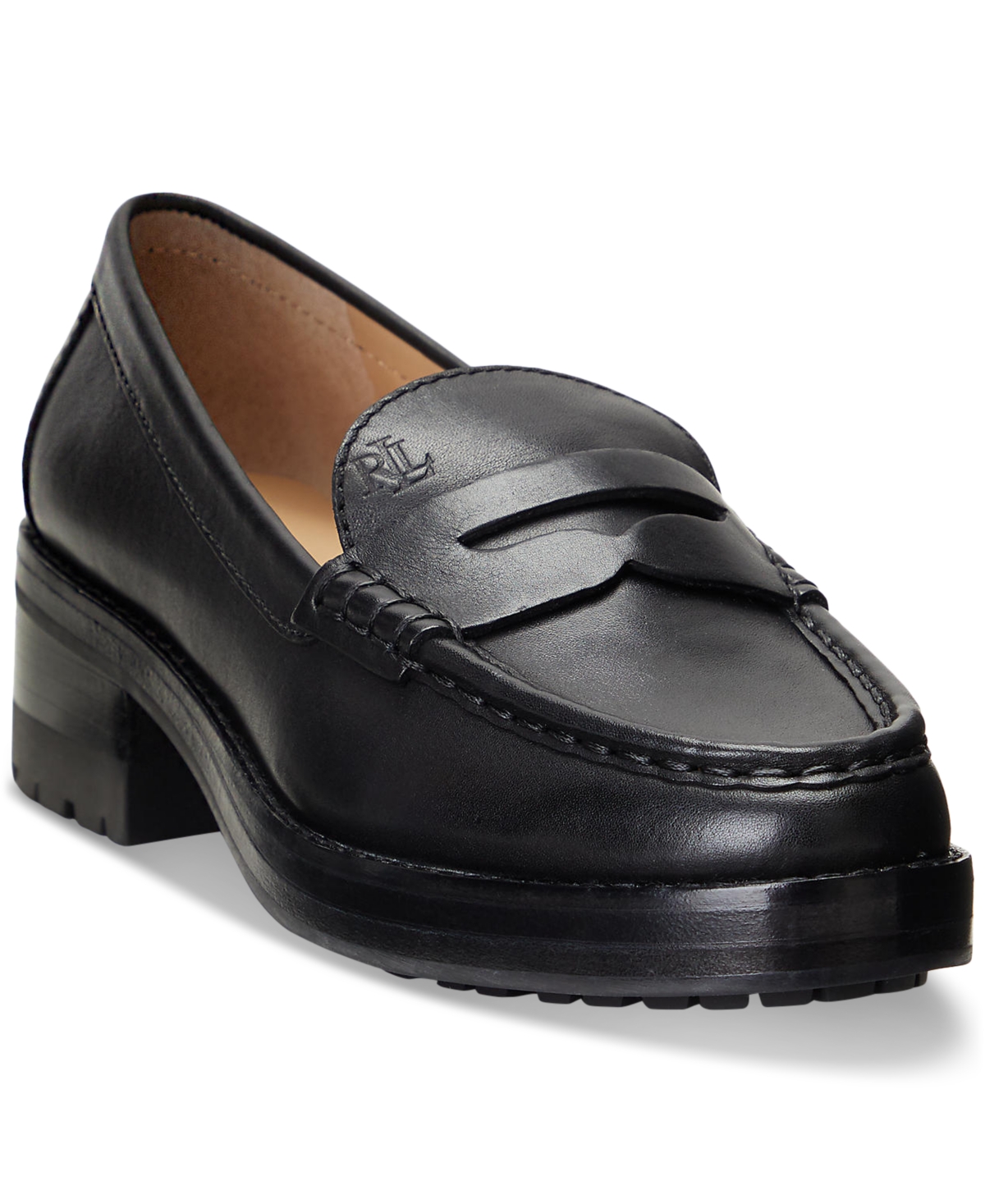 Lauren Ralph Lauren Wren 40mm Almond-toe Loafers In Black
