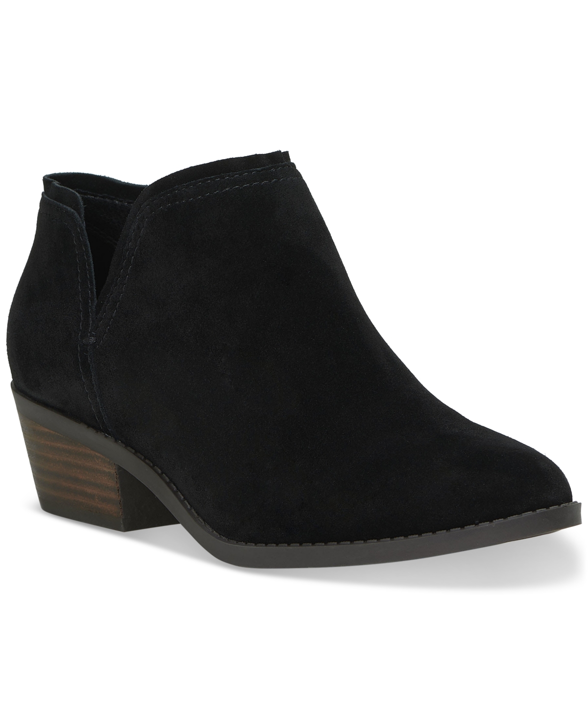 Shop Lucky Brand Women's Ferolia Cutout Block-heel Booties In Black Suede