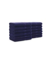 Arkwright Hand Towels (16x27 12 Pack) with Center Stripes Absorbent Power Gym Towel for Hotel Spa (Blue)
