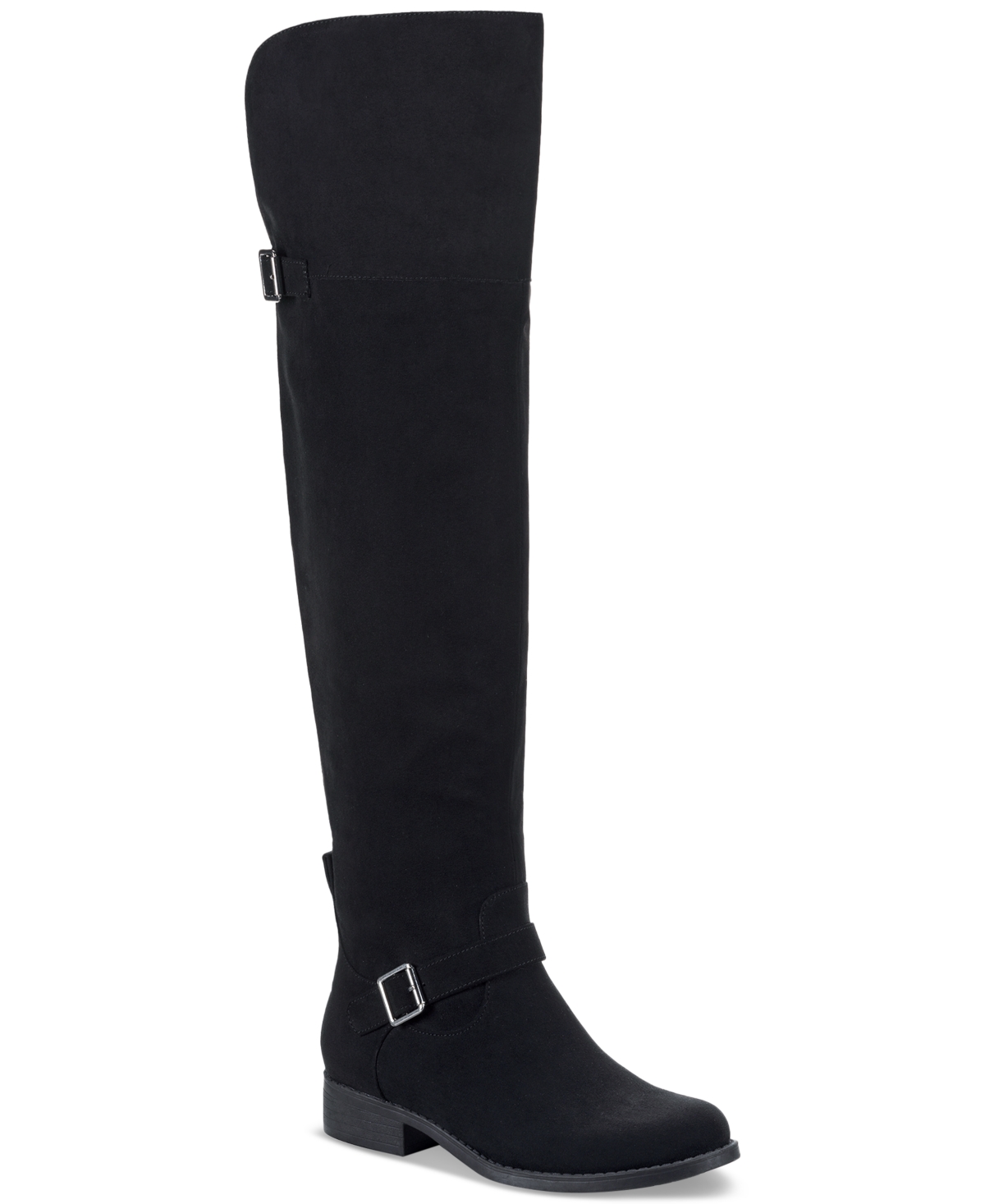Women's Anyaa Wide-Calf Buckled Over-The-Knee Boots, Created for Macy's - Black