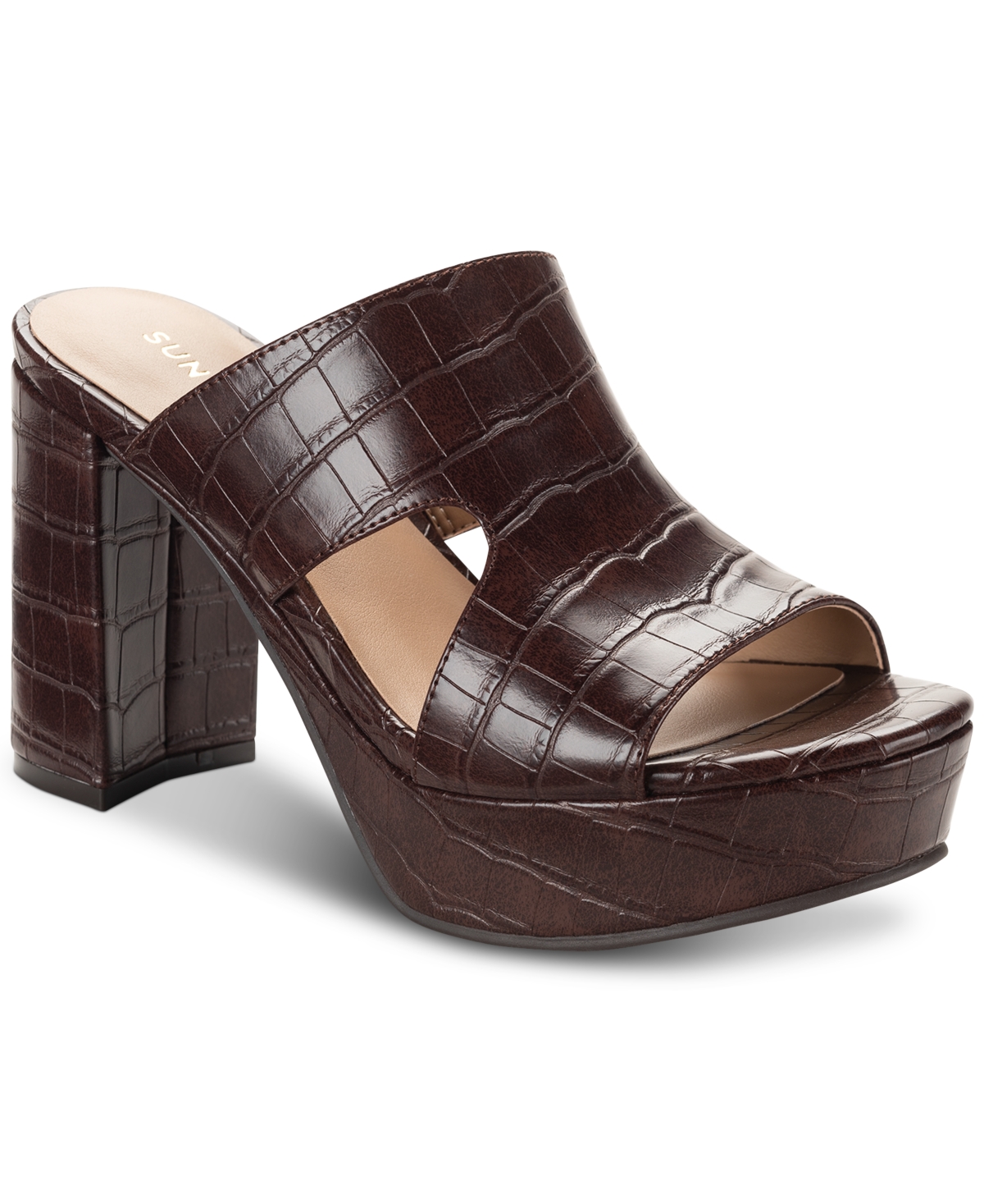 Sun + Stone Dariaa Slip-on Platform Dress Sandals, Created For Macy's In Chocolate Croc