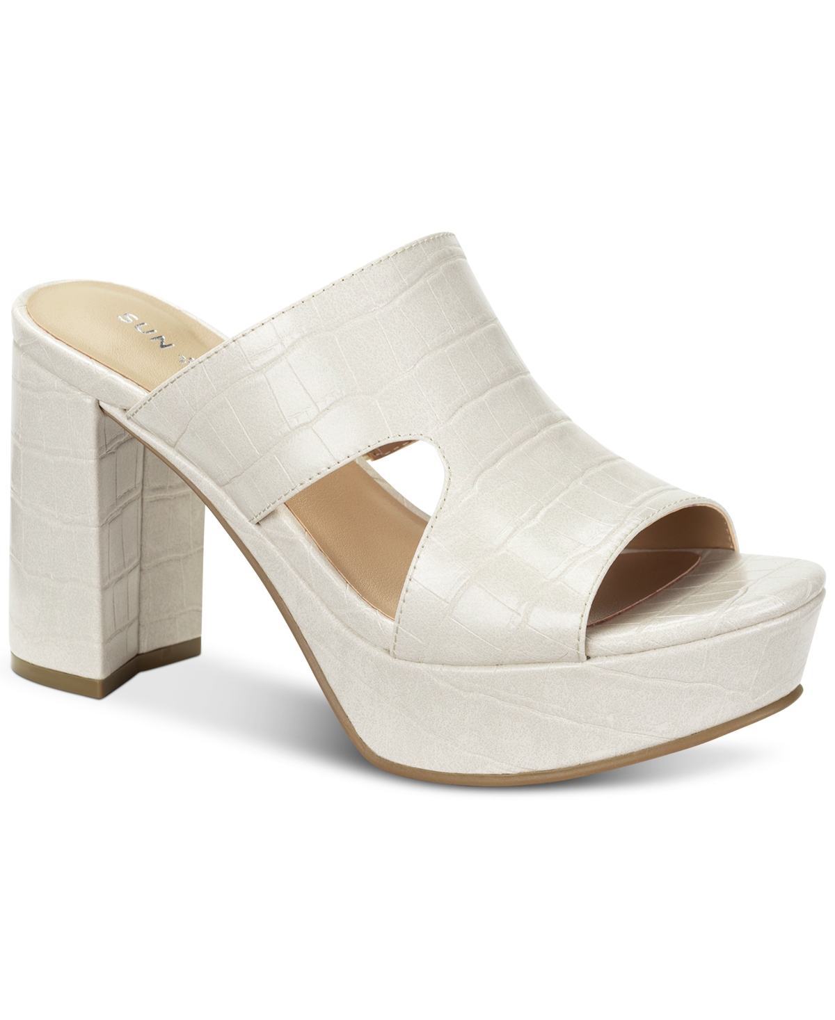 Sun + Stone Dariaa Slip-on Platform Dress Sandals, Created For Macy's In Bone Croc