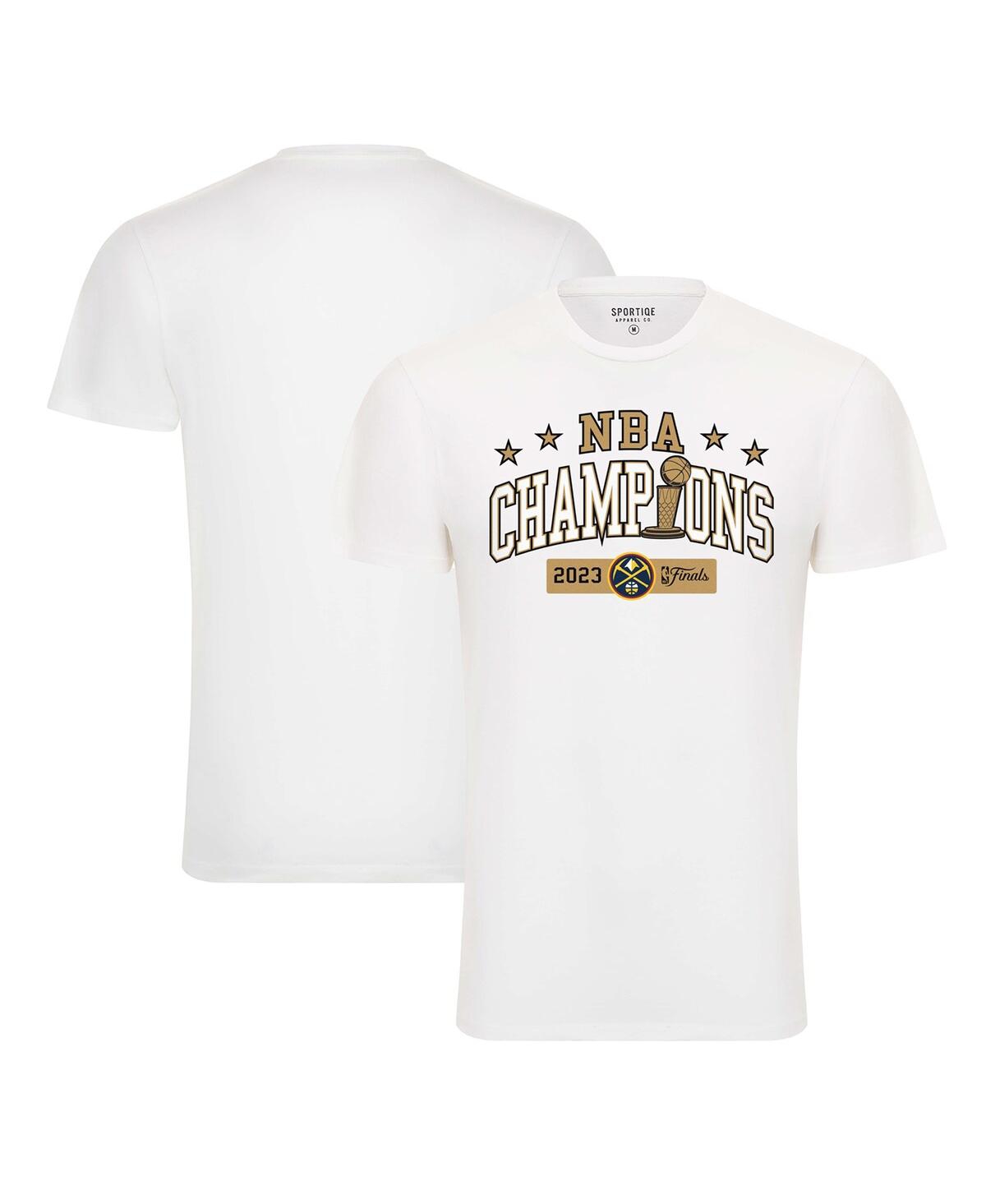 Sportiqe Men's And Women's  White Denver Nuggets 2023 Nba Finals Champions Bingham Premium T-shirt