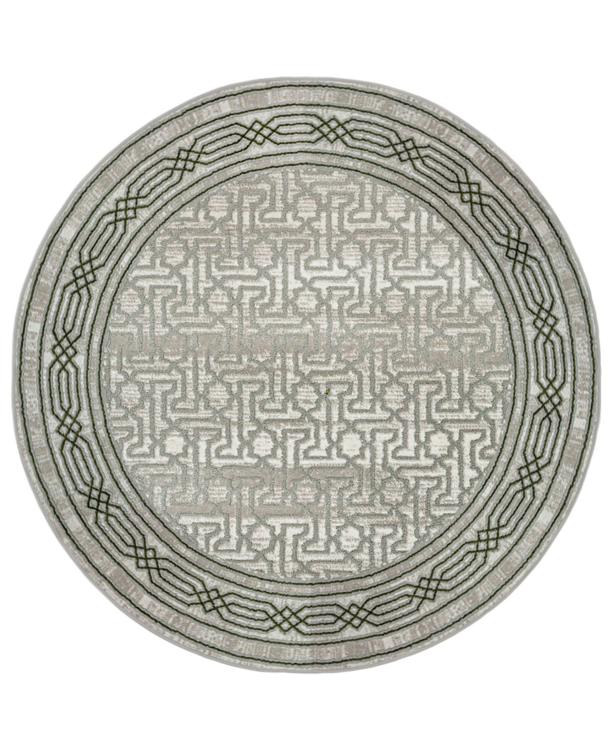 Km Home Davide 1231 7'10in x 7'10in Round Area Rug - Green