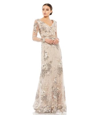 Minuet Women's Embellished V-Neck Halter Long Dress - Fully Lined Special Occasion Gown - View #6
