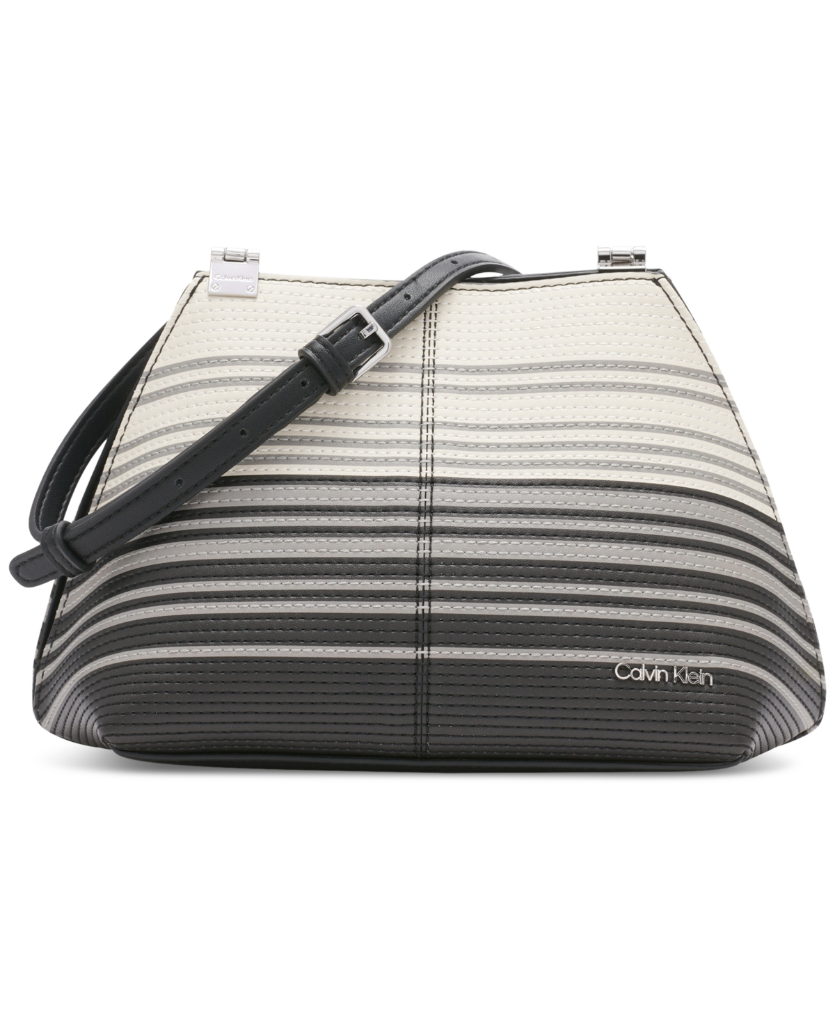 Granite Striped Adjustable Crossbody With Magnetic Snap In Black Multi