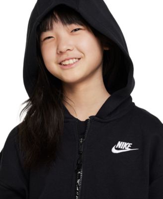 Sportswear Girls' Club Fleece Oversized Full-Zip Hoodie