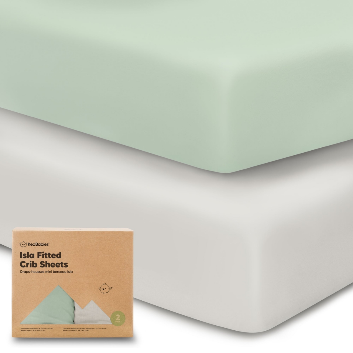 Keababies 2pk Fitted Crib Sheets For Boys, Girls, Organic Baby Crib Sheet, Standard Nursery Crib Sheet Cover In Green
